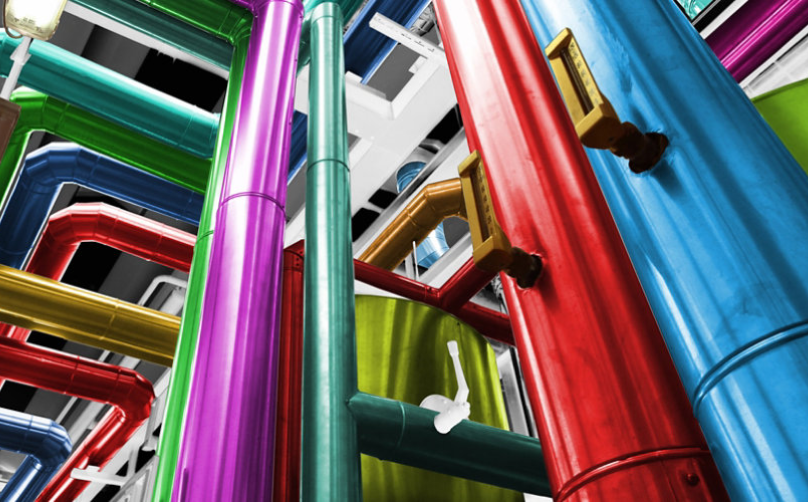 Colorful industrial pipes.